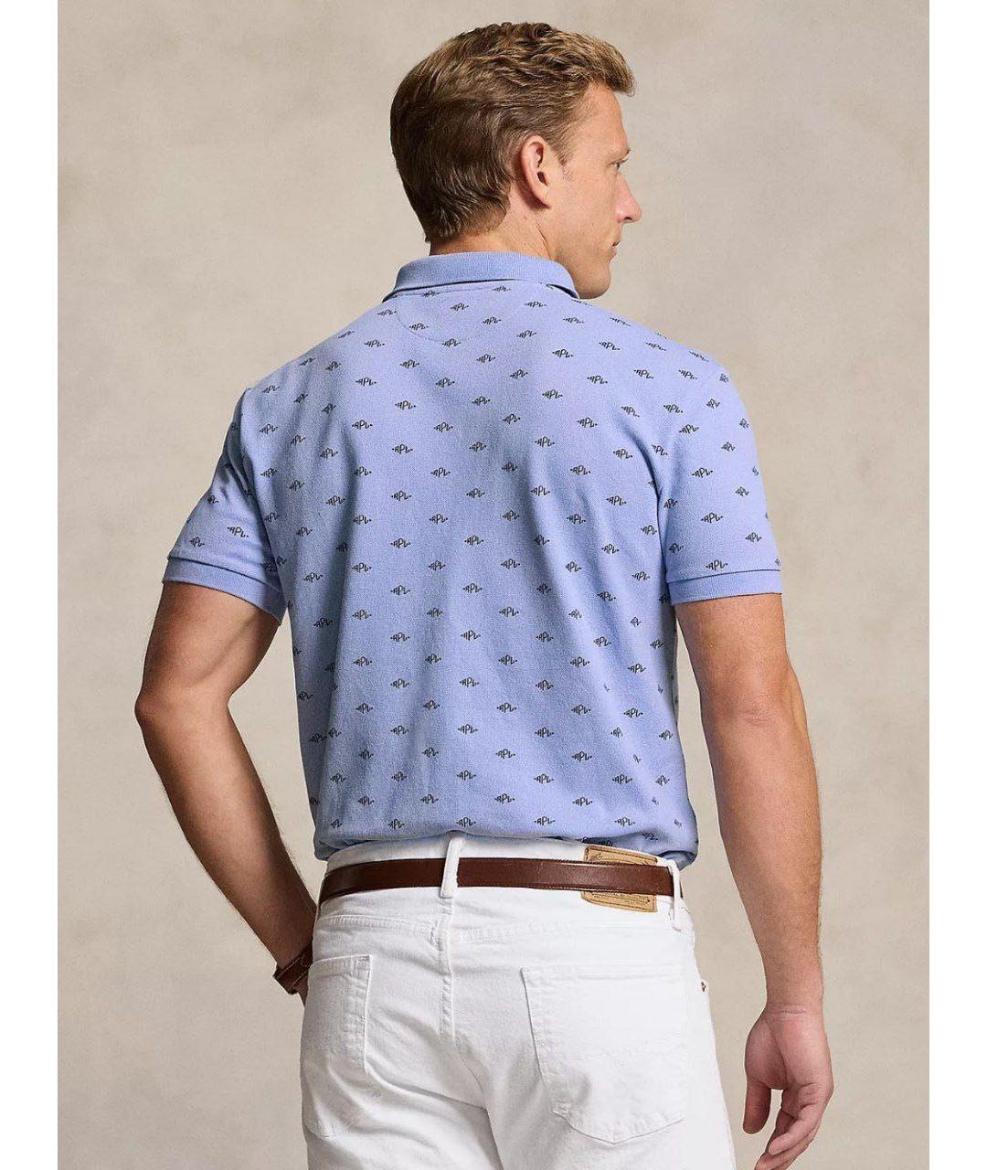 POLO RALPH LAUREN Голубое хлопковое поло с коротким рукавом, фото 4