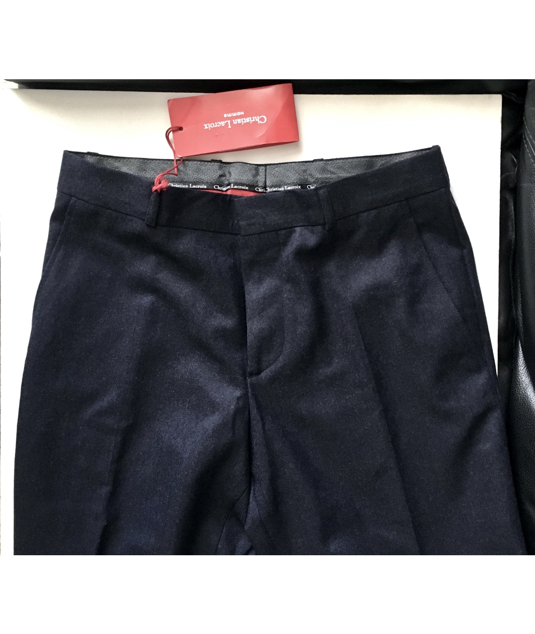 CHRISTIAN LACROIX Темно-синие шерстяные классические брюки, фото 5