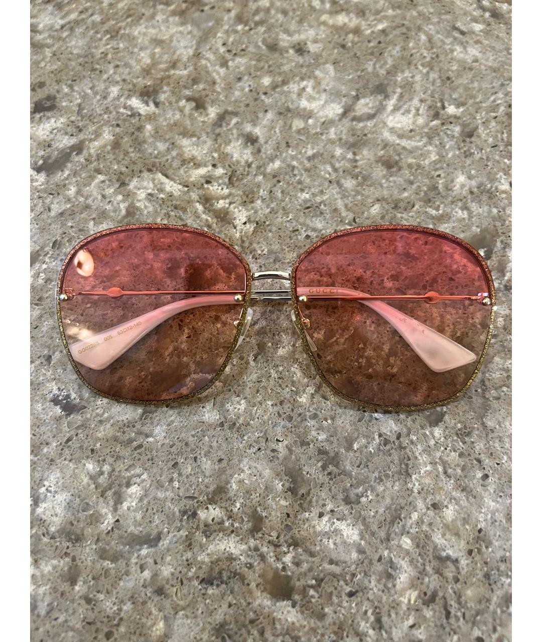 GUCCI Розовые металлические солнцезащитные очки, фото 5