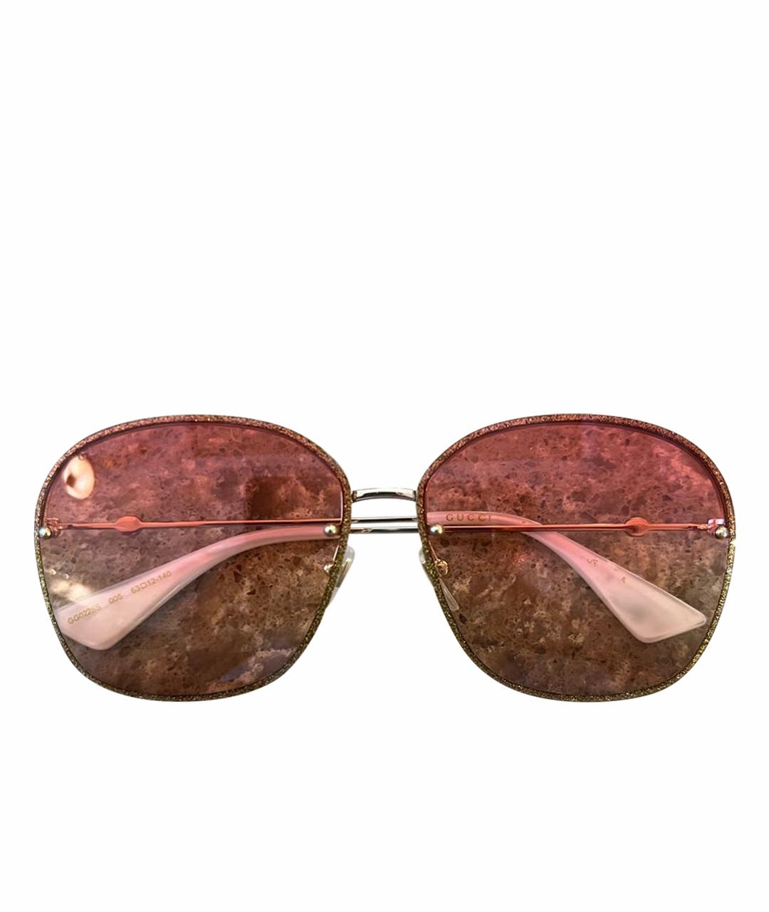 GUCCI Розовые металлические солнцезащитные очки, фото 1