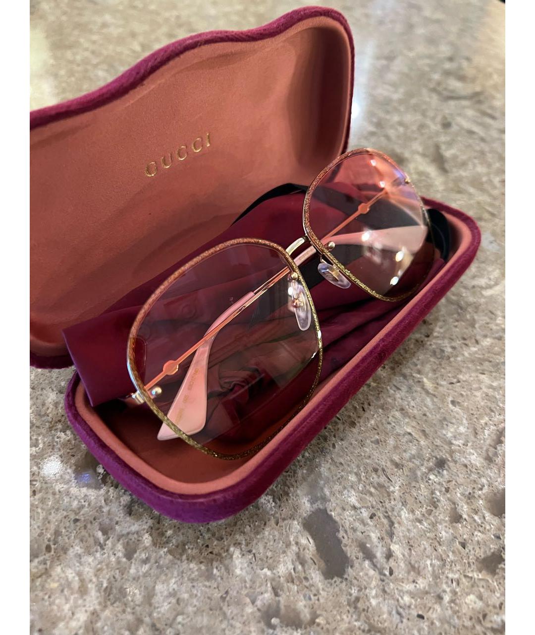 GUCCI Розовые металлические солнцезащитные очки, фото 4