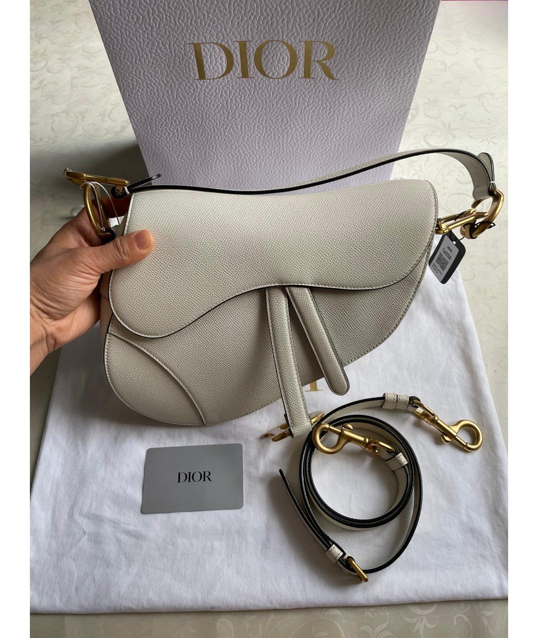 DIOR HOMME Белая кожаная сумка тоут, фото 7