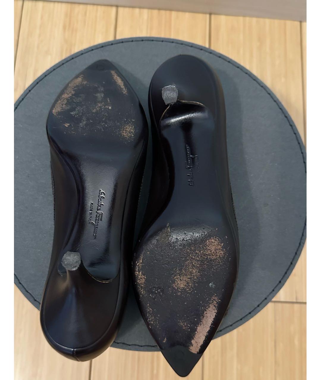 FERRAGAMO Черные кожаные туфли, фото 4