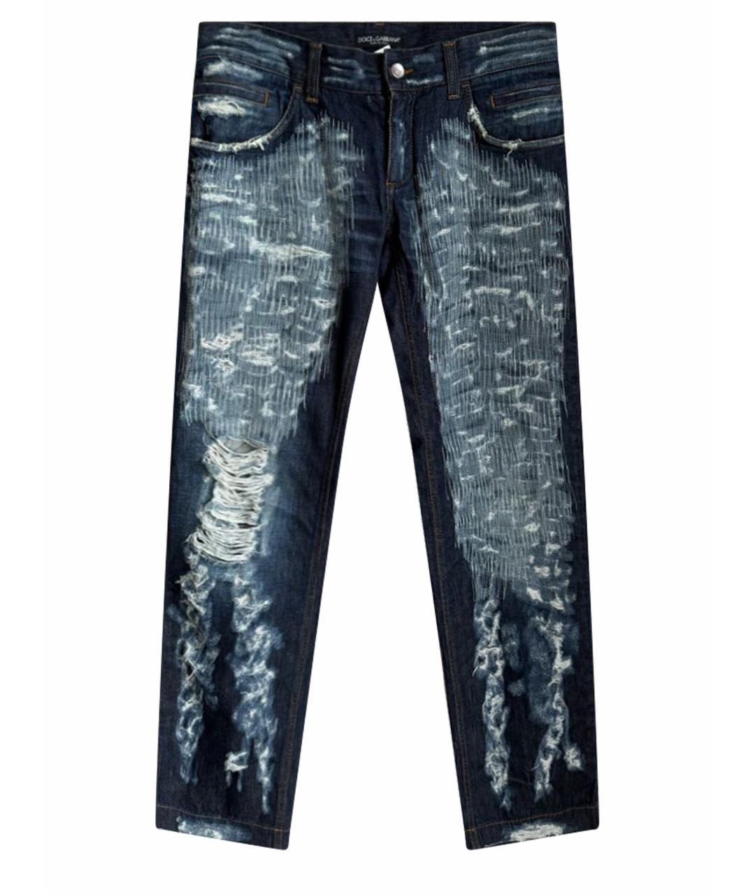 DOLCE&GABBANA Синие хлопковые прямые джинсы, фото 1