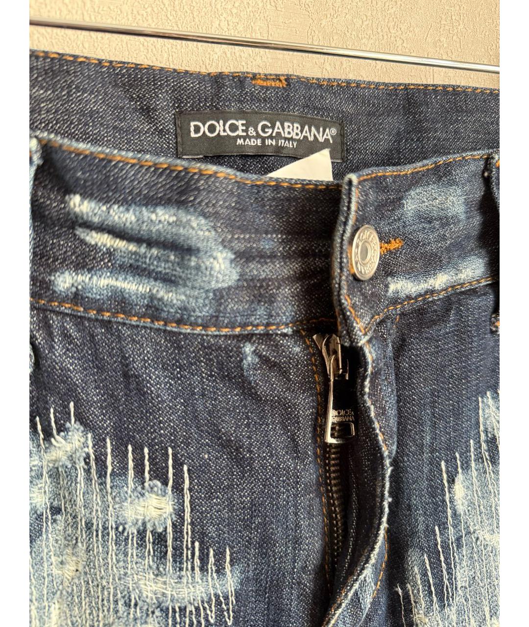 DOLCE&GABBANA Синие хлопковые прямые джинсы, фото 2