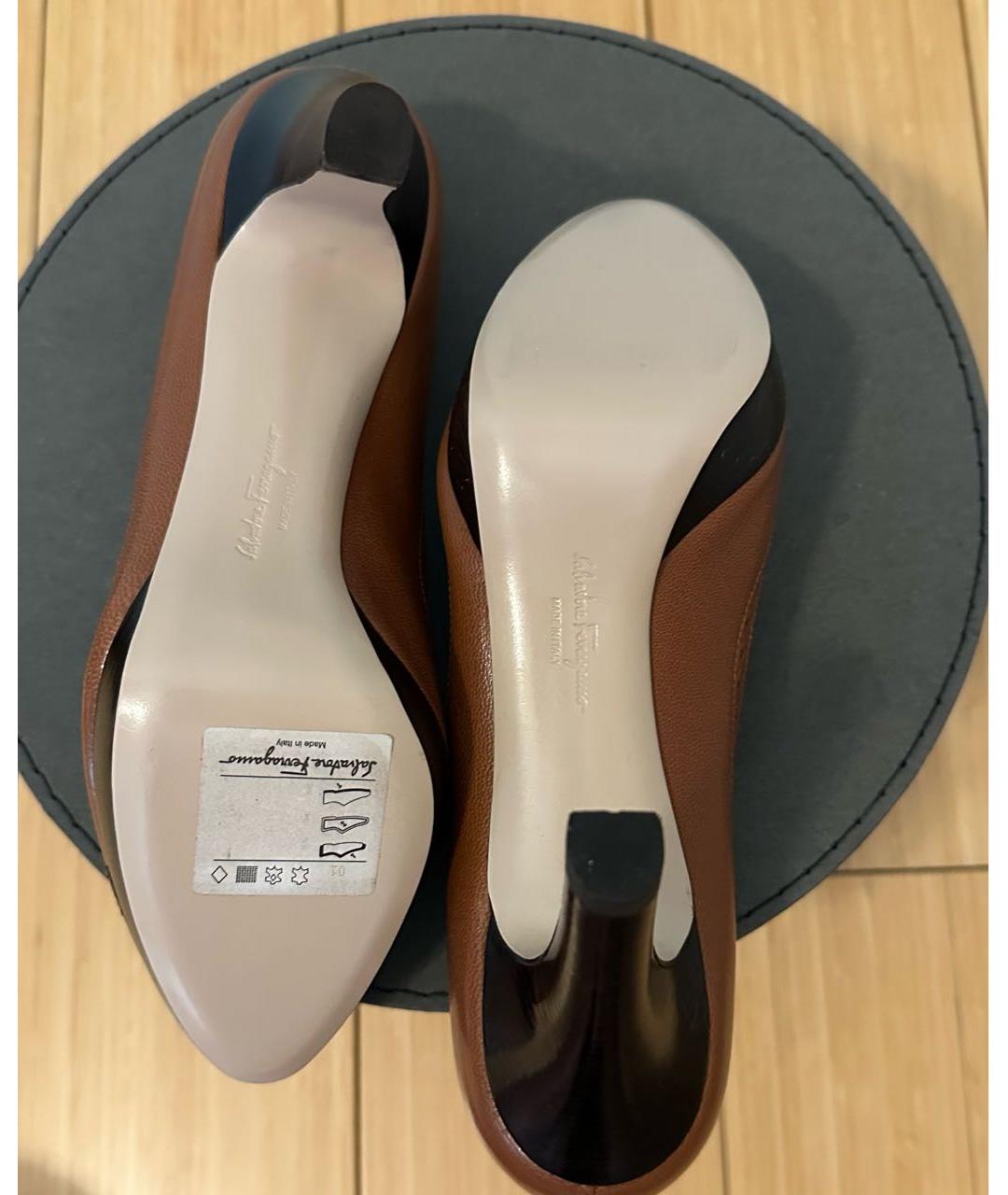 FERRAGAMO Коричневые кожаные туфли, фото 4