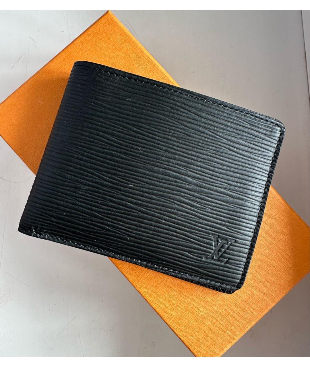 LOUIS VUITTON Черный кожаный кошелек, фото 2