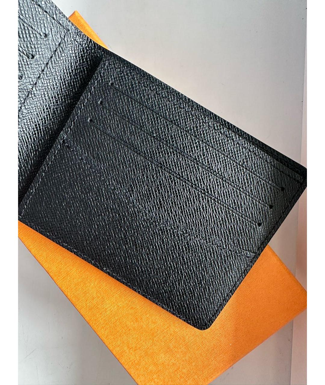 LOUIS VUITTON Черный кожаный кошелек, фото 4