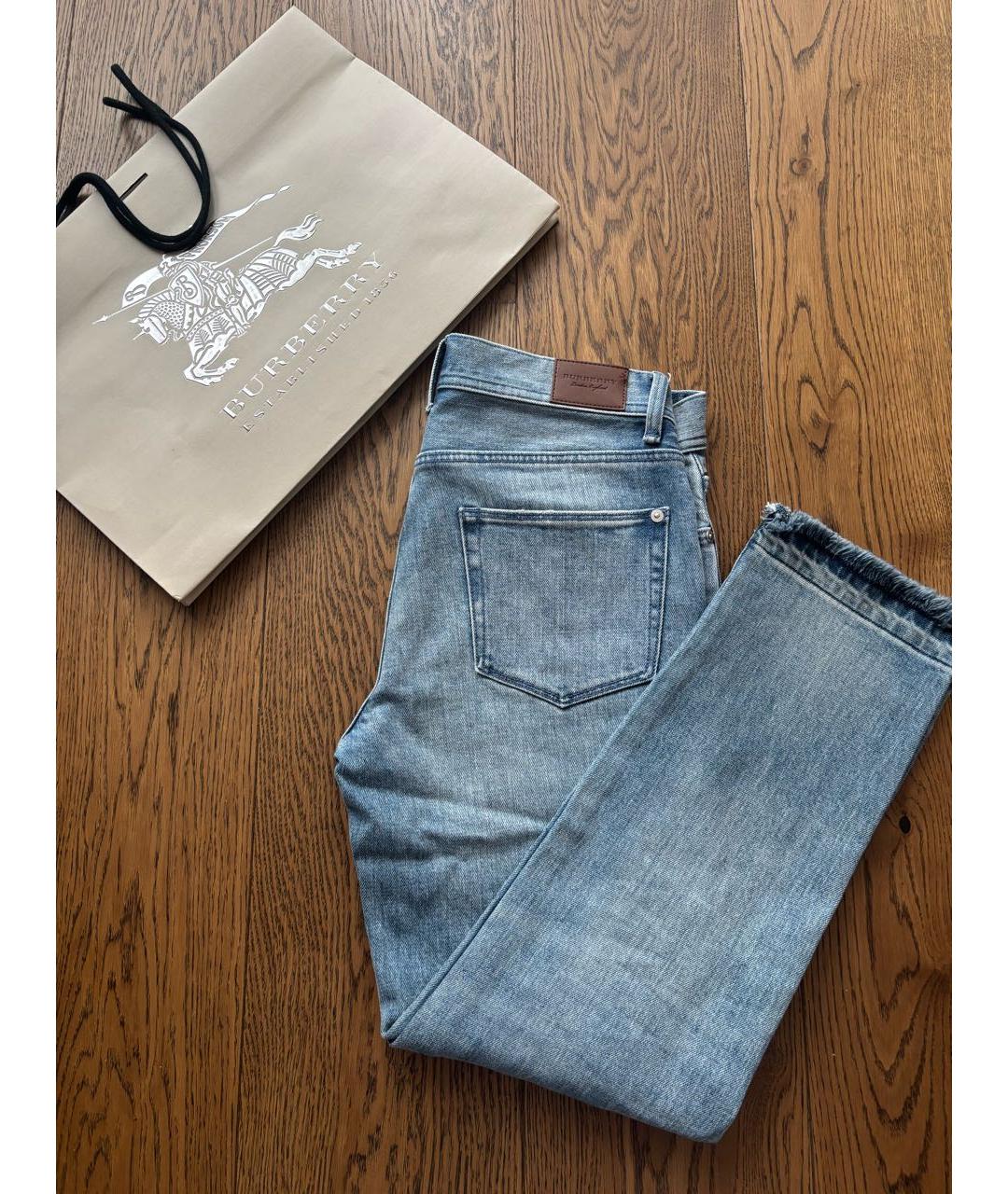 BURBERRY Синие хлопковые прямые джинсы, фото 6