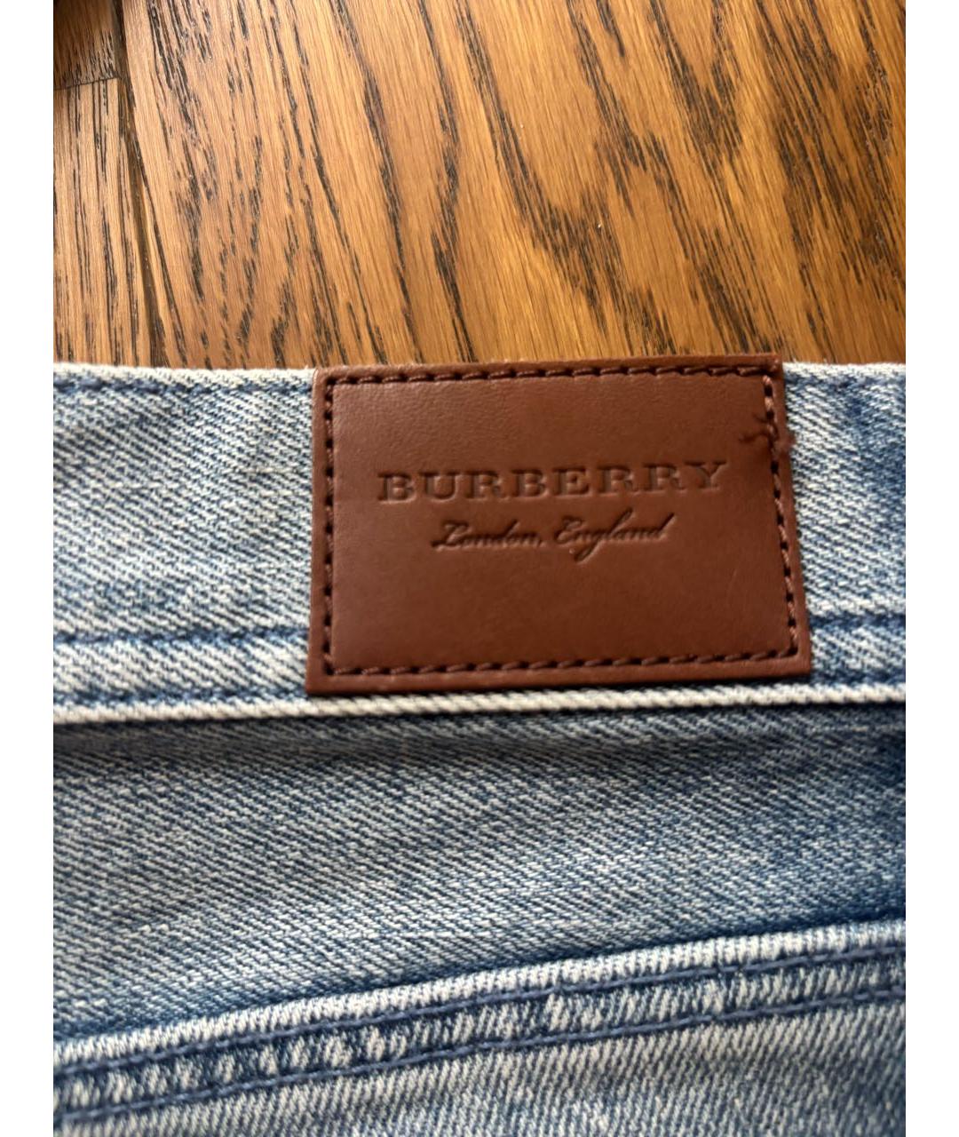BURBERRY Синие хлопковые прямые джинсы, фото 4