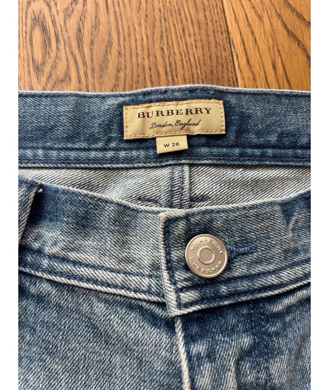 BURBERRY Синие хлопковые прямые джинсы, фото 3