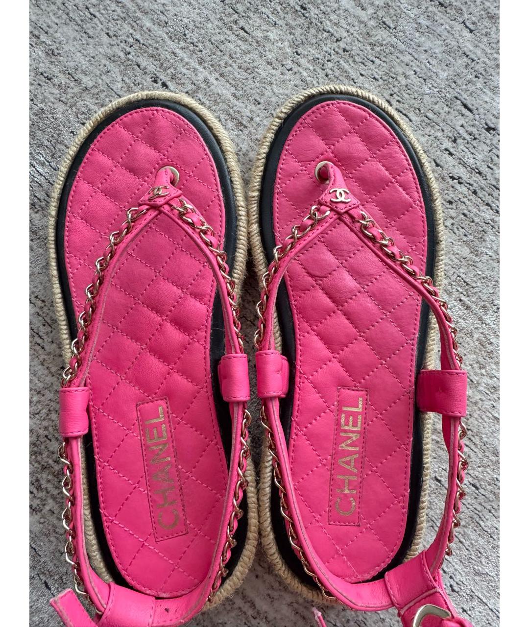 CHANEL Розовые кожаные босоножки, фото 4