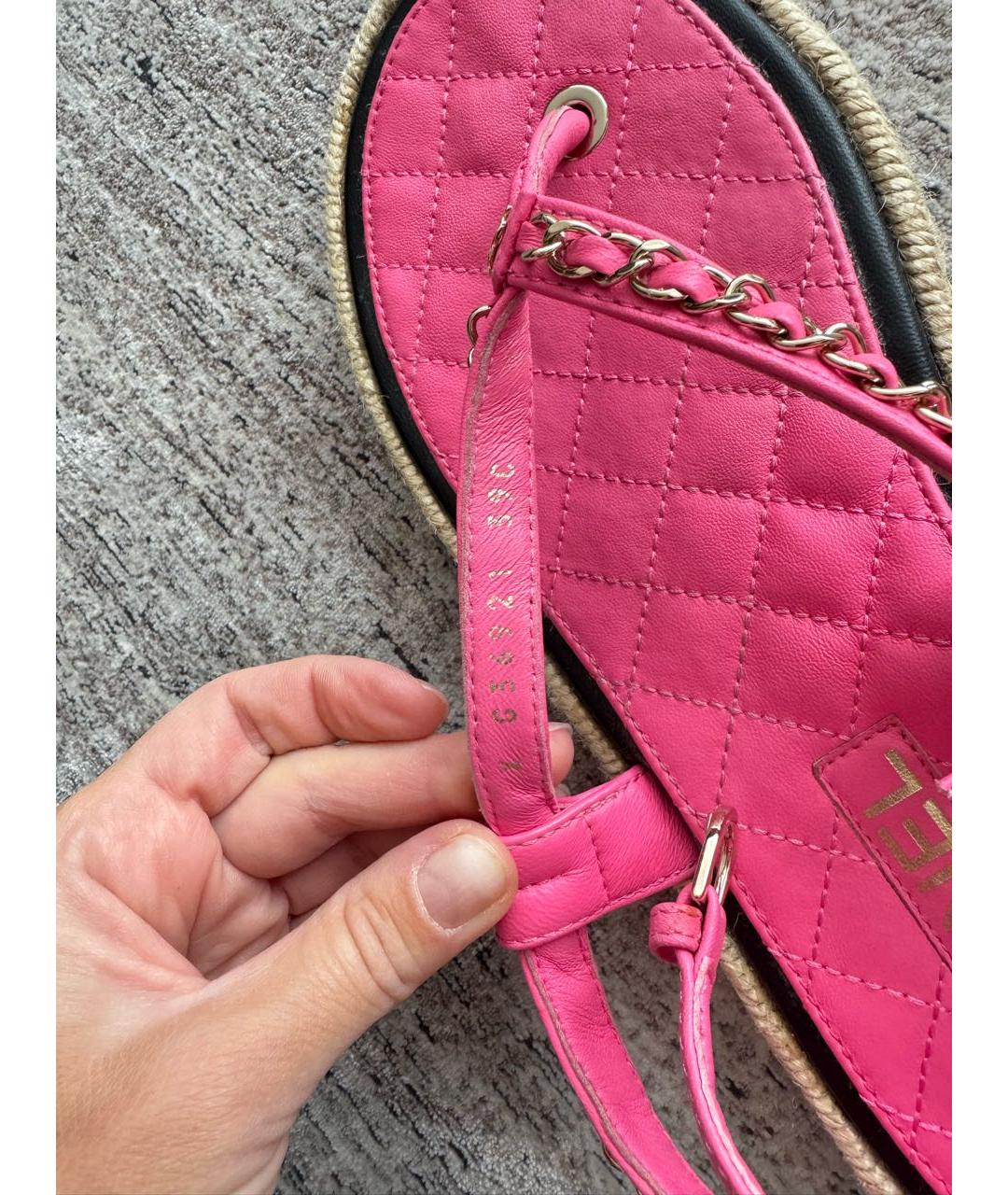CHANEL Розовые кожаные босоножки, фото 7