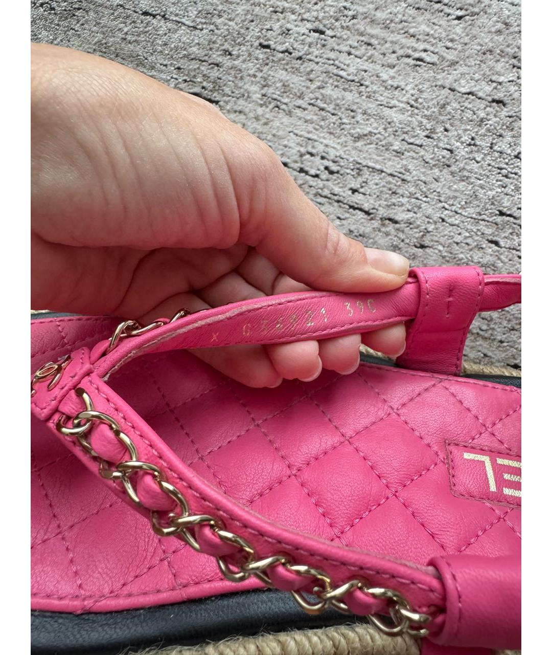 CHANEL Розовые кожаные босоножки, фото 9