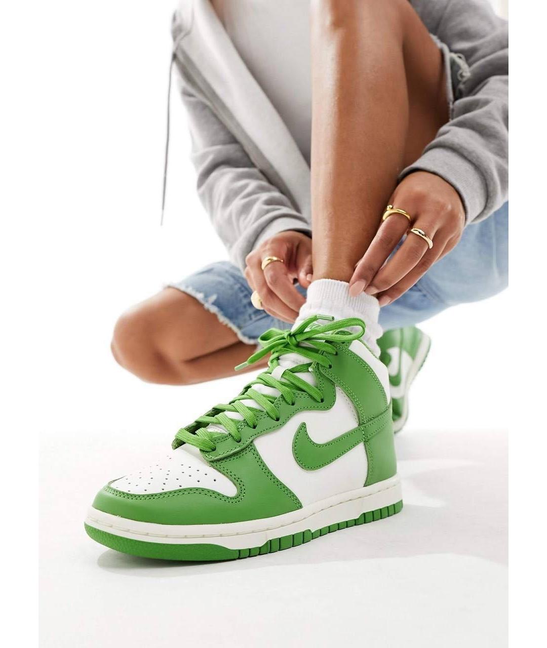 NIKE Зеленые кожаные кроссовки, фото 4