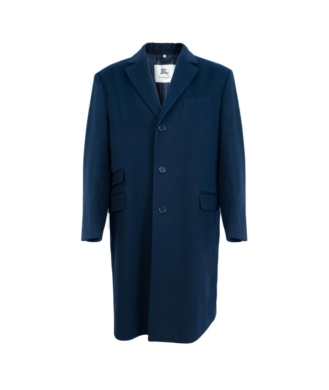 BURBERRY Темно-синее шерстяное пальто, фото 1