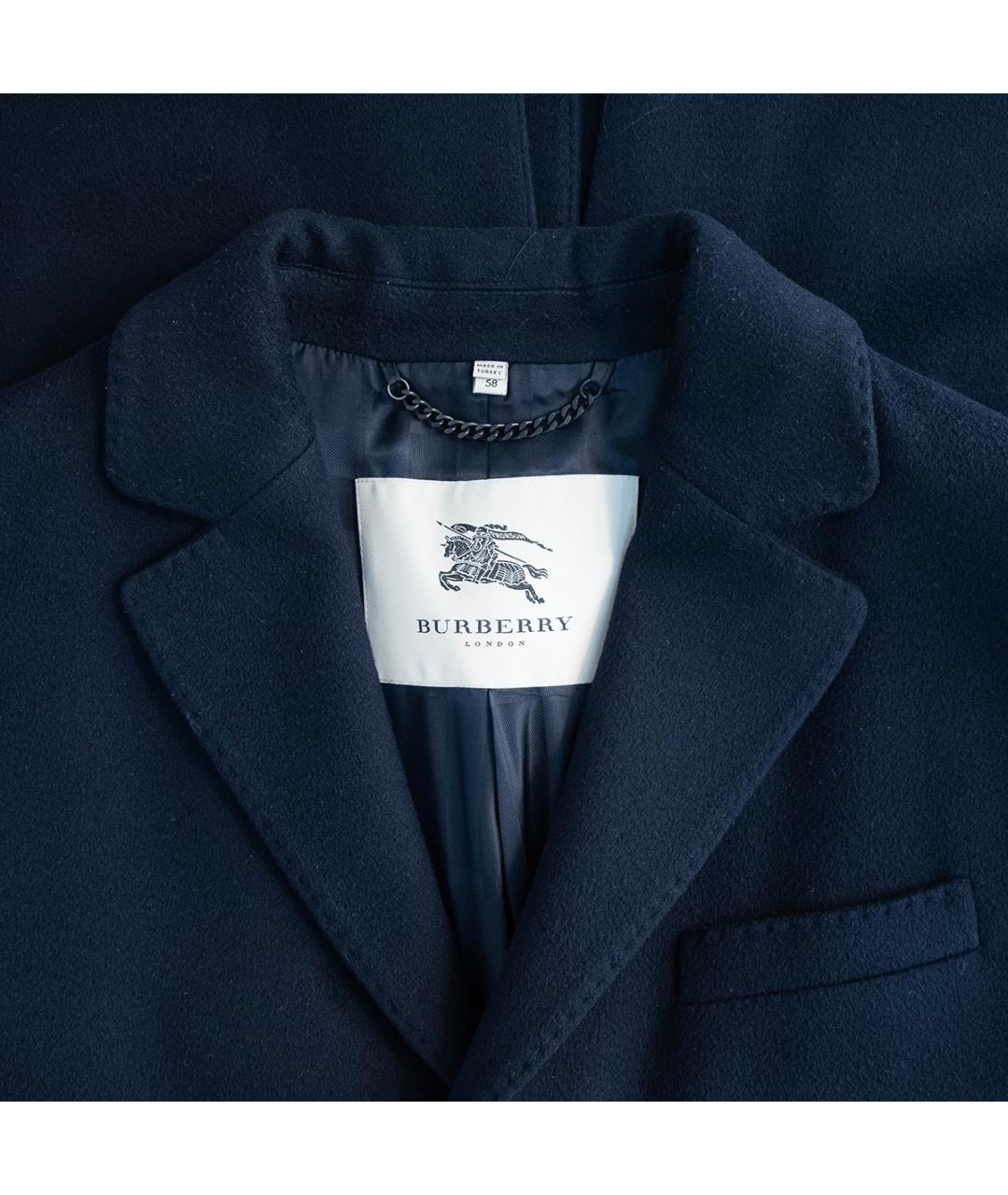 BURBERRY Темно-синее шерстяное пальто, фото 3