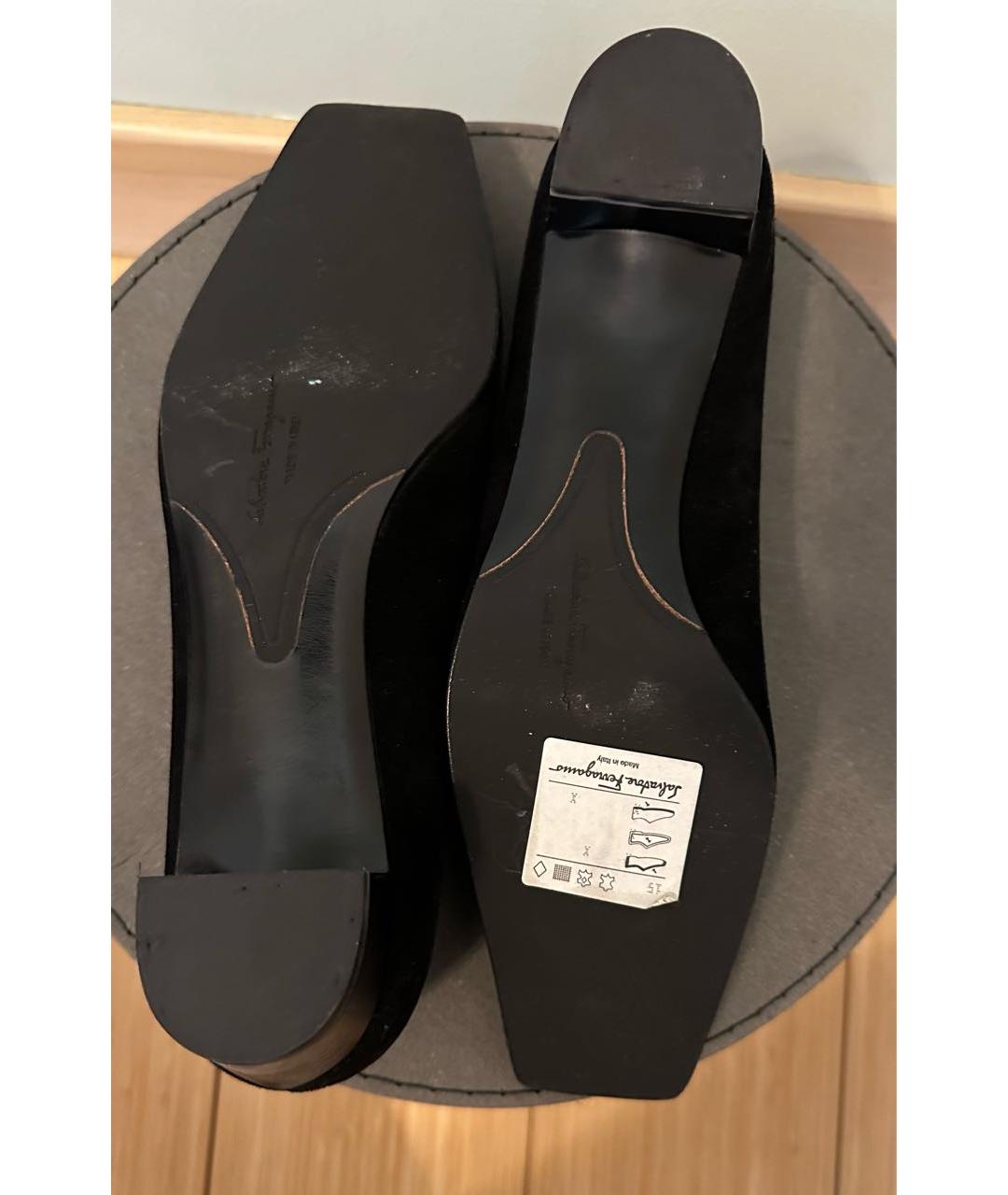 FERRAGAMO Черные текстильные туфли, фото 4