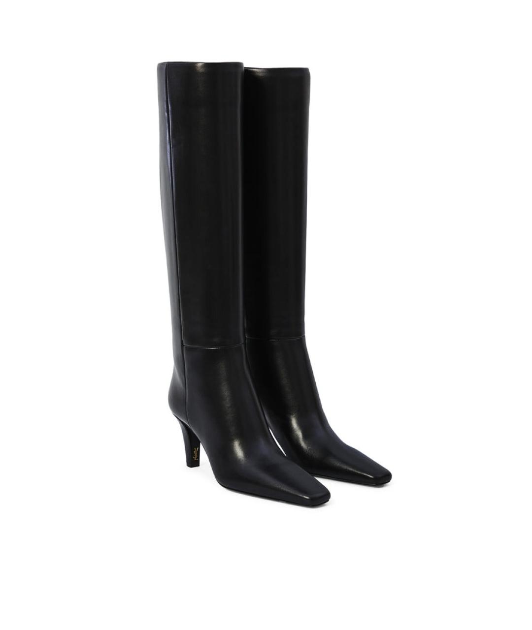 SAINT LAURENT Черные кожаные сапоги, фото 2