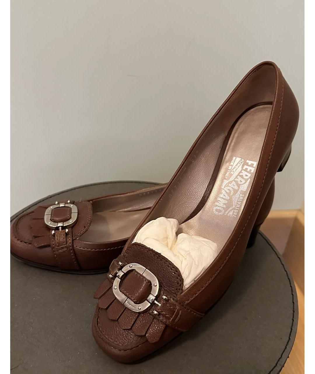FERRAGAMO Коричневые кожаные туфли, фото 3
