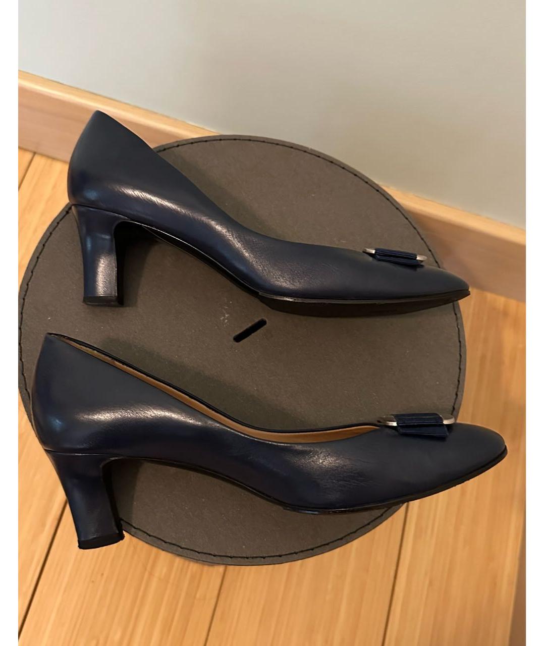 FERRAGAMO Темно-синие кожаные туфли, фото 5
