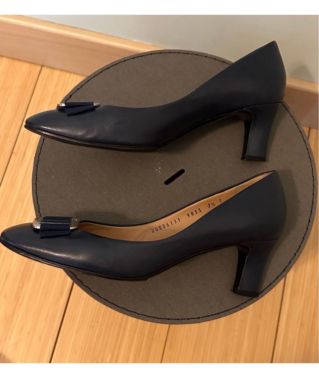 FERRAGAMO Темно-синие кожаные туфли, фото 3