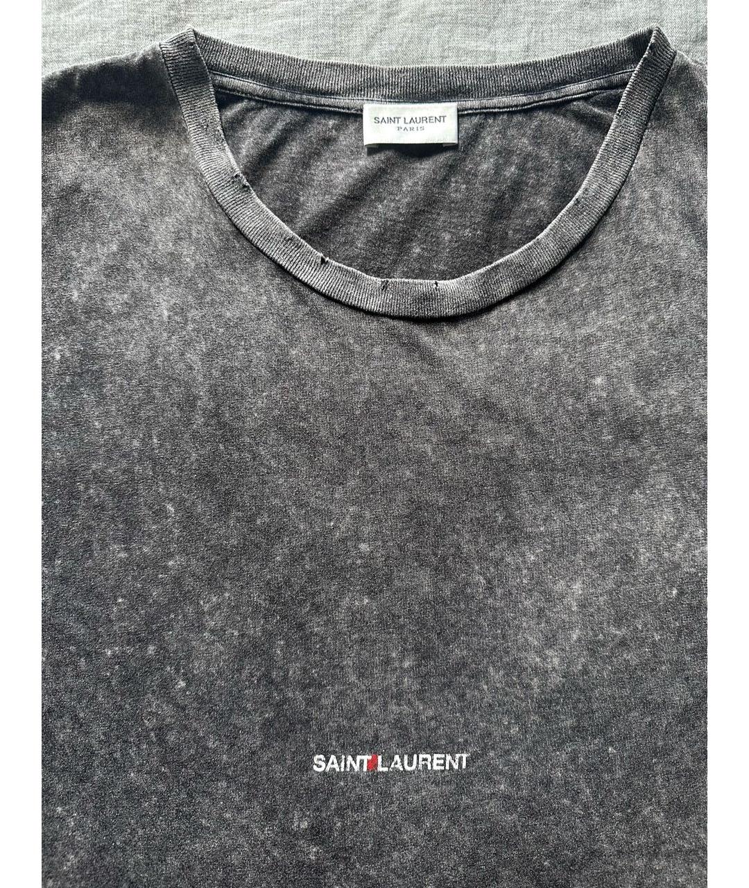 SAINT LAURENT Антрацитовая хлопковая футболка, фото 4