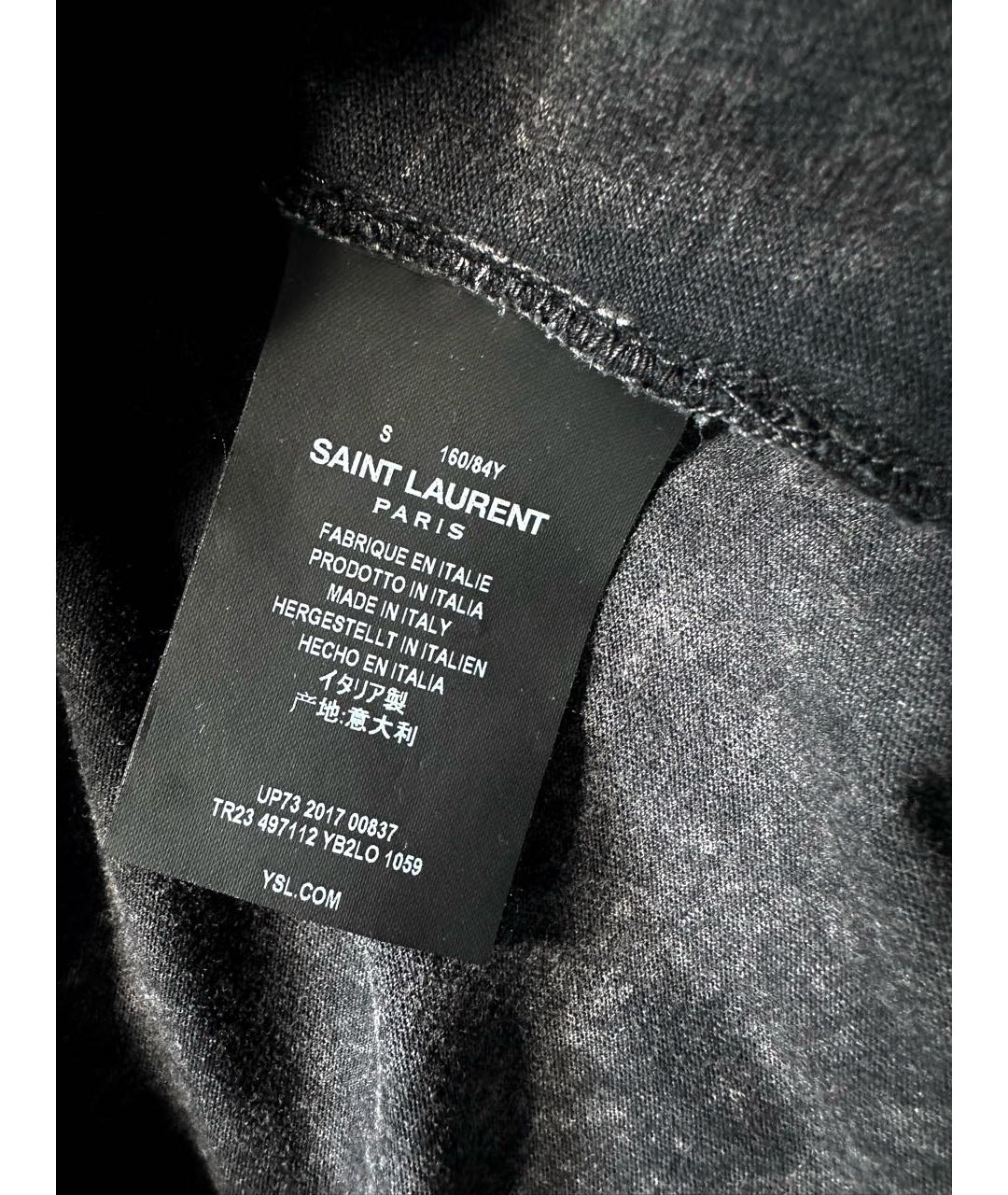 SAINT LAURENT Антрацитовая хлопковая футболка, фото 6