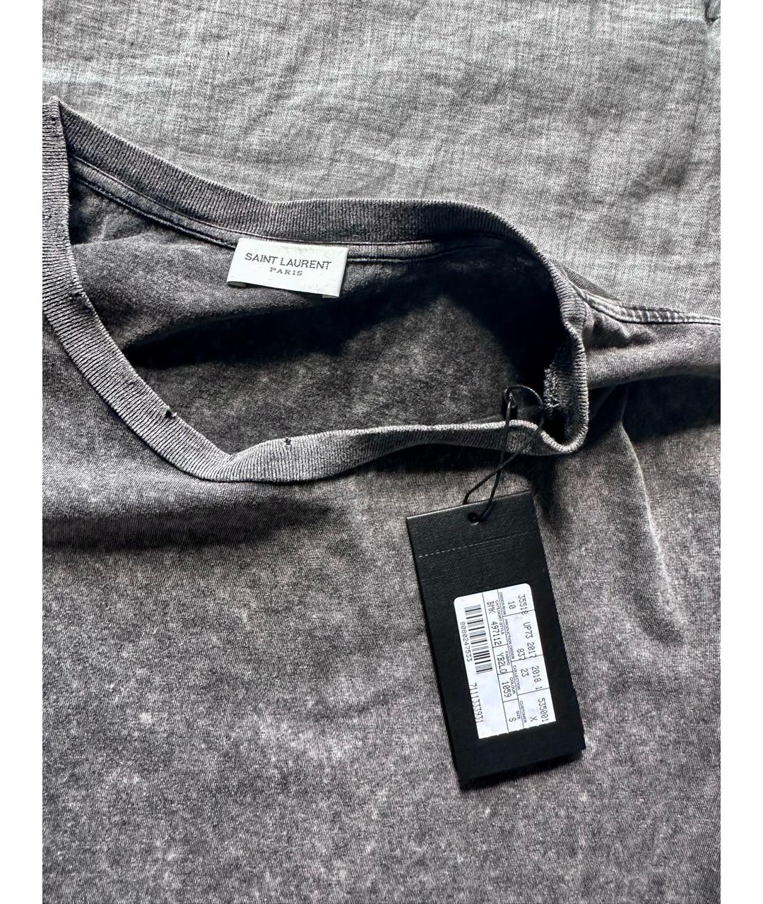 SAINT LAURENT Антрацитовая хлопковая футболка, фото 5