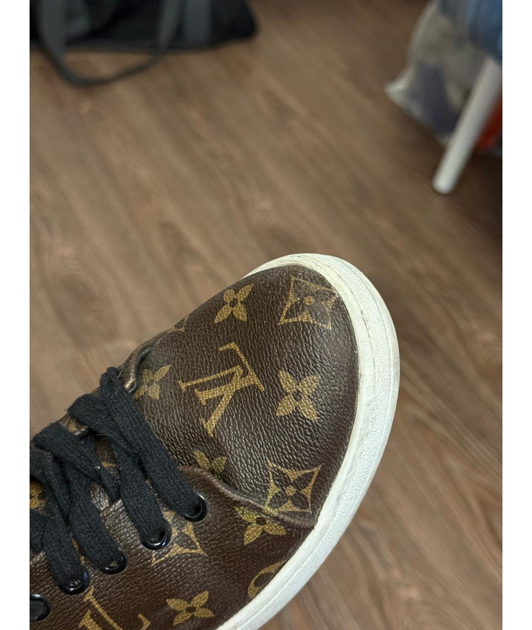 LOUIS VUITTON Коричневые кожаные кеды, фото 9