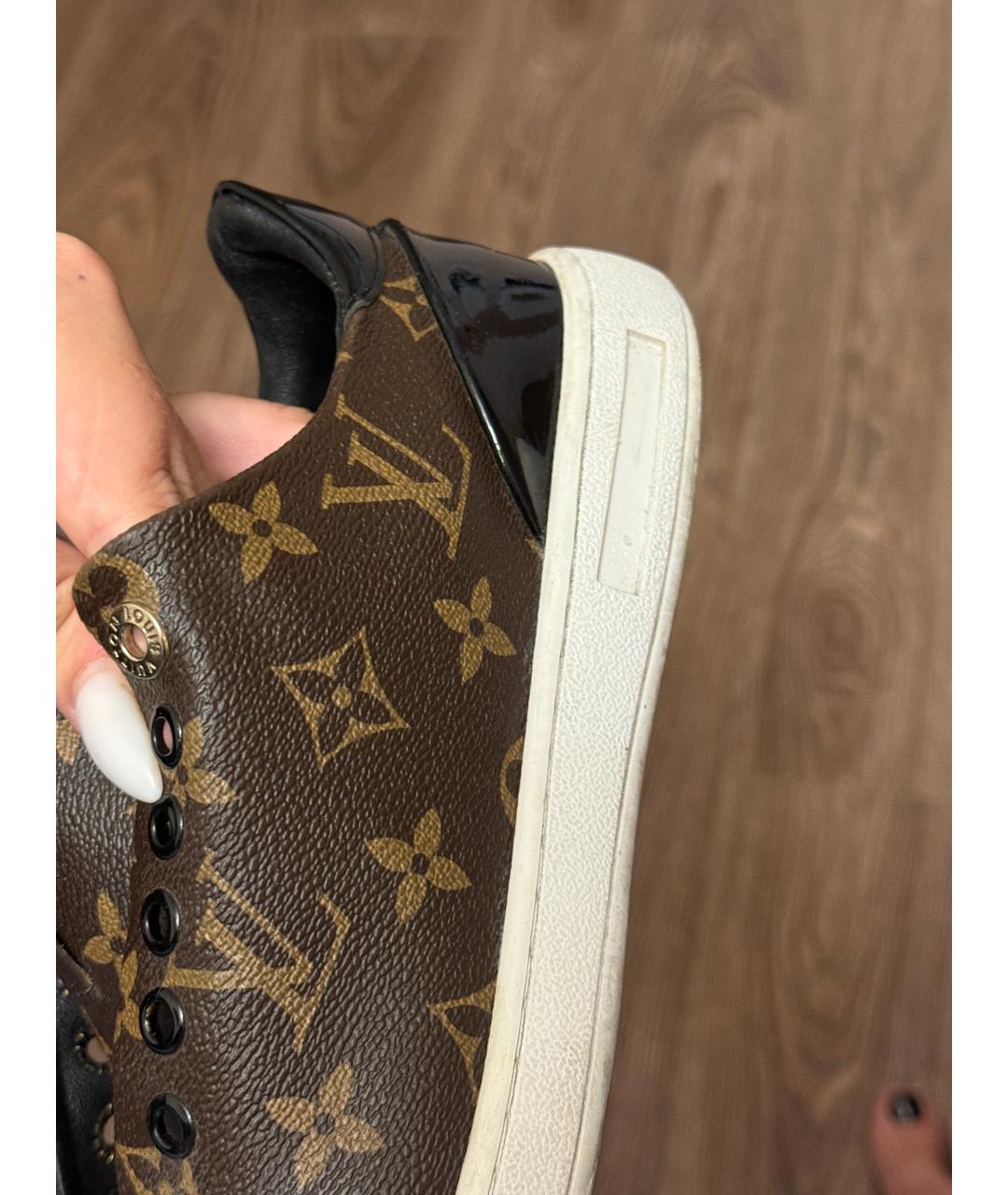 LOUIS VUITTON Коричневые кожаные кеды, фото 8