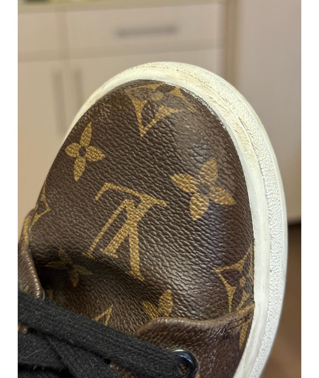 LOUIS VUITTON Коричневые кожаные кеды, фото 7
