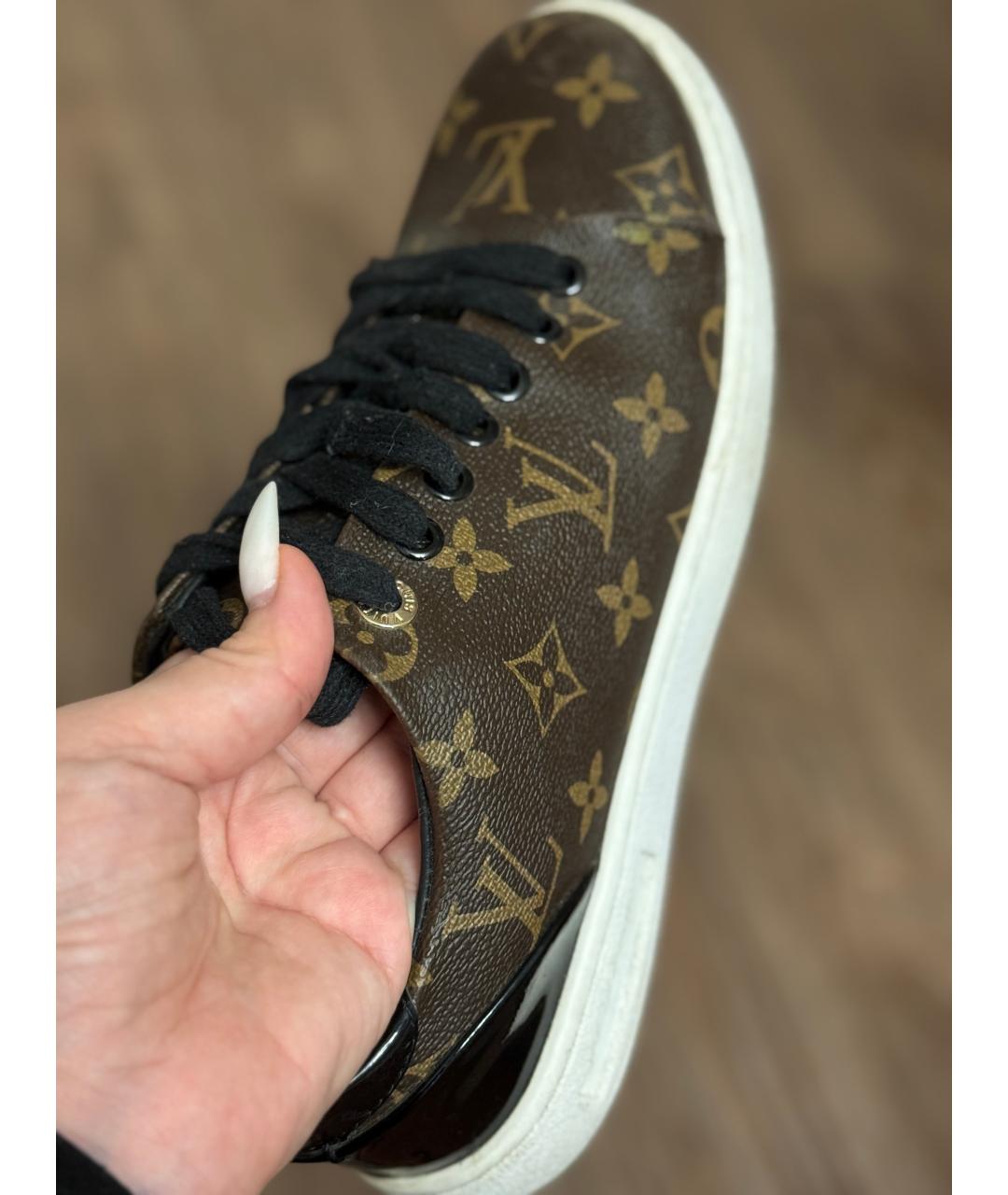 LOUIS VUITTON Коричневые кожаные кеды, фото 2