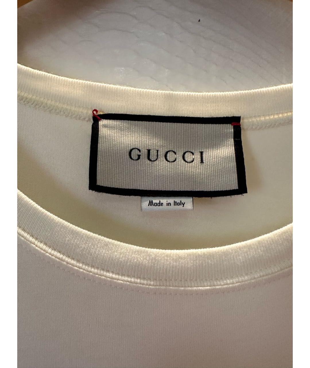 GUCCI Белая хлопковая футболка, фото 3