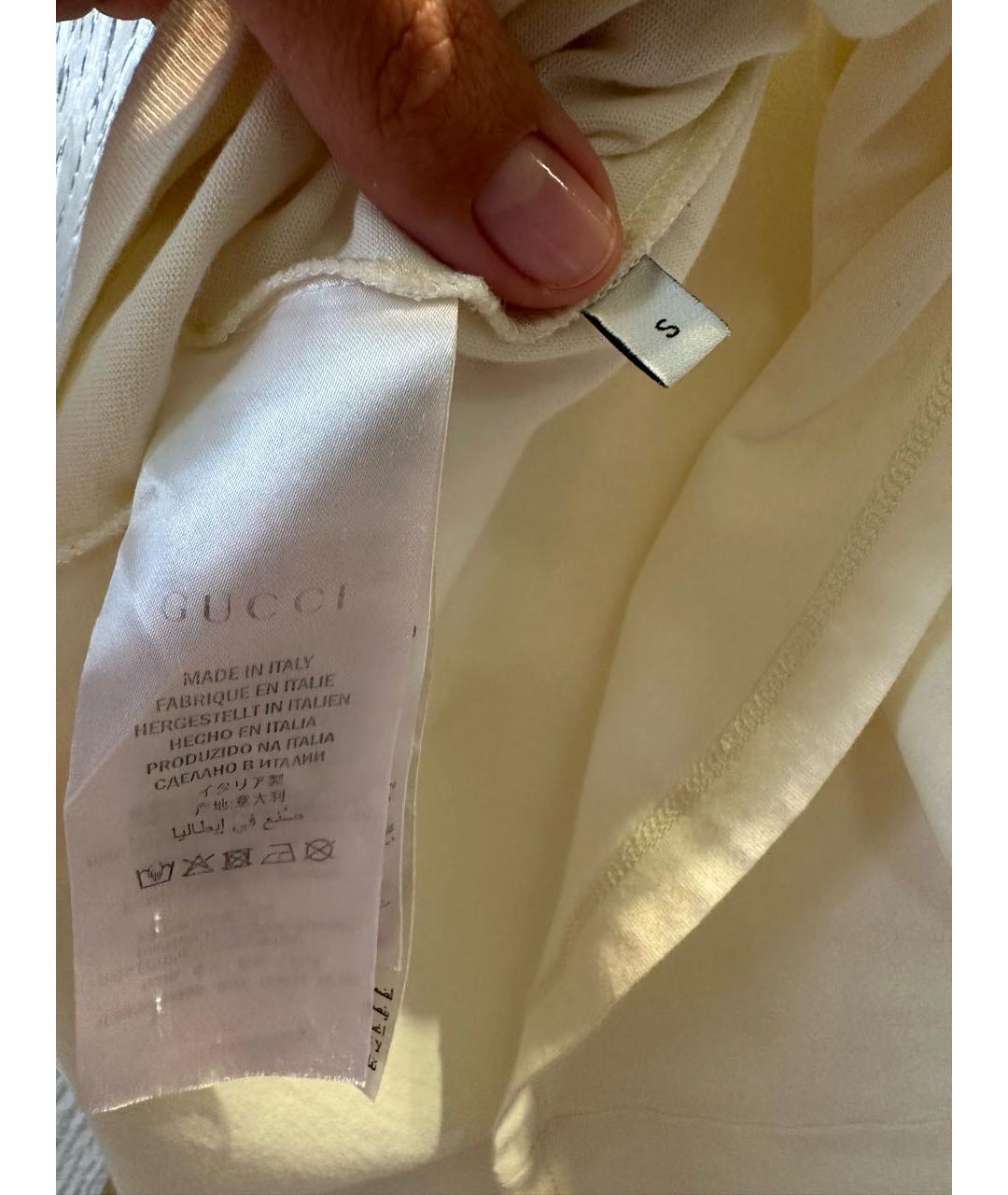 GUCCI Белая хлопковая футболка, фото 5