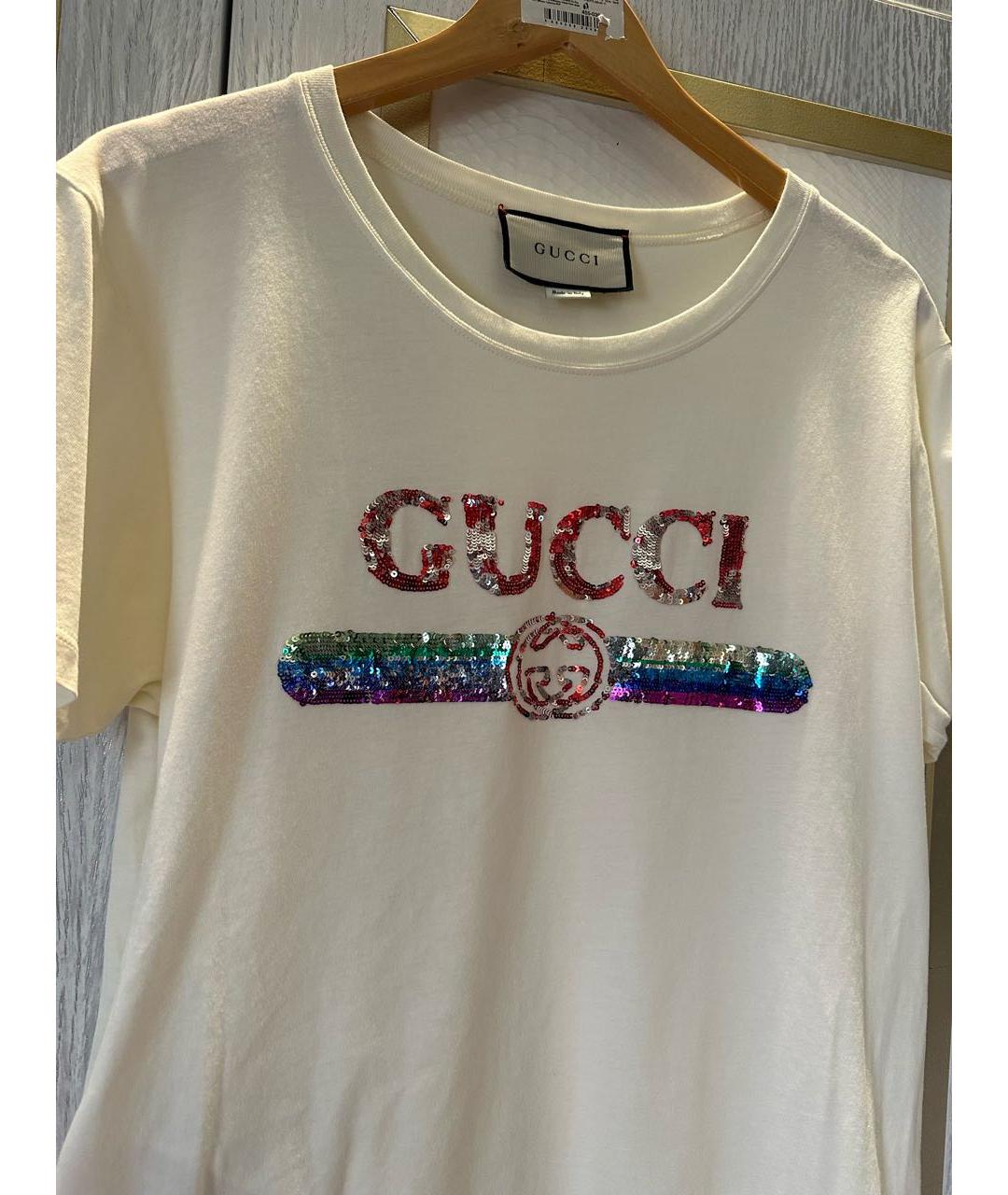 GUCCI Белая хлопковая футболка, фото 4