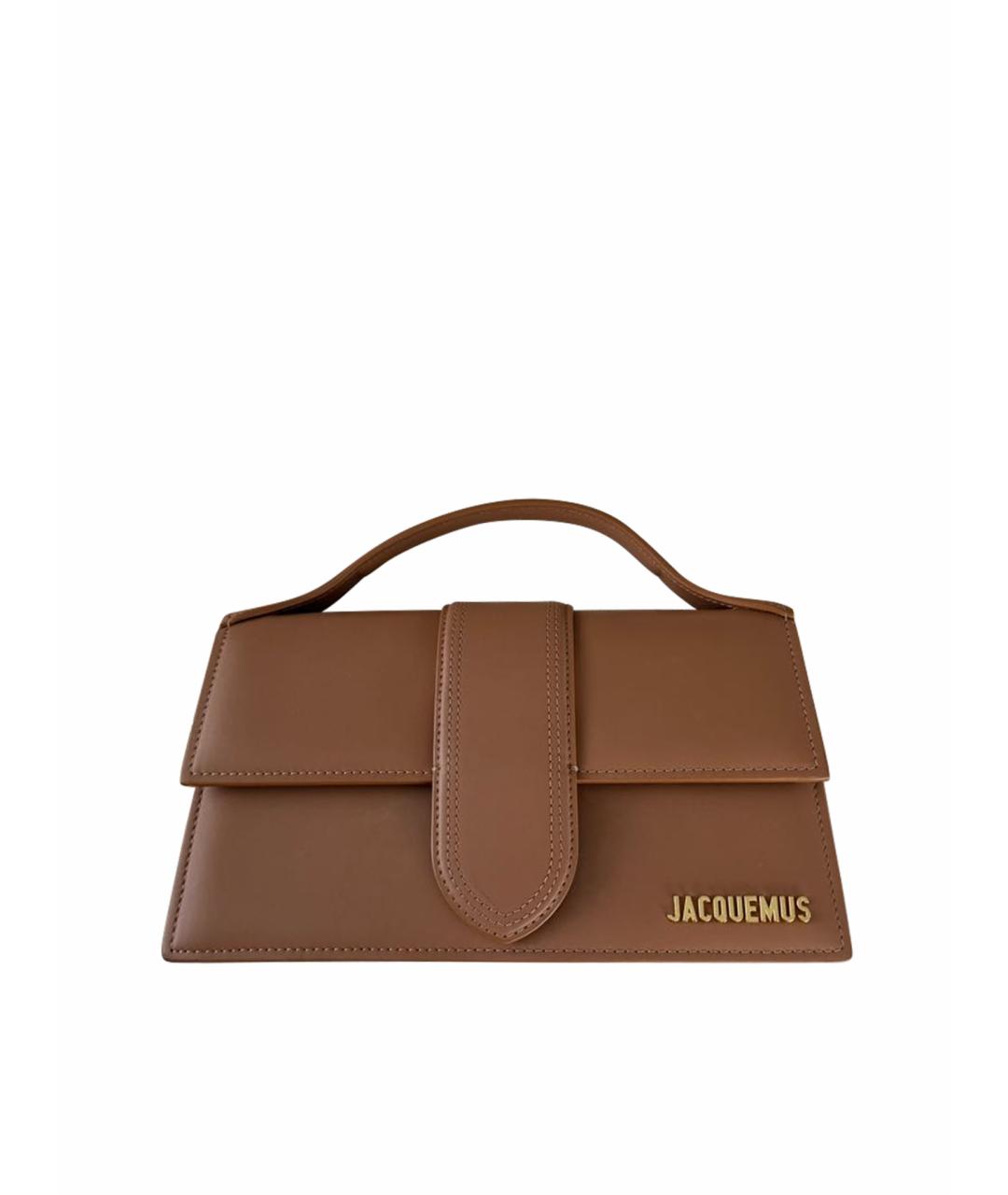 JACQUEMUS Коричневая кожаная сумка с короткими ручками, фото 1