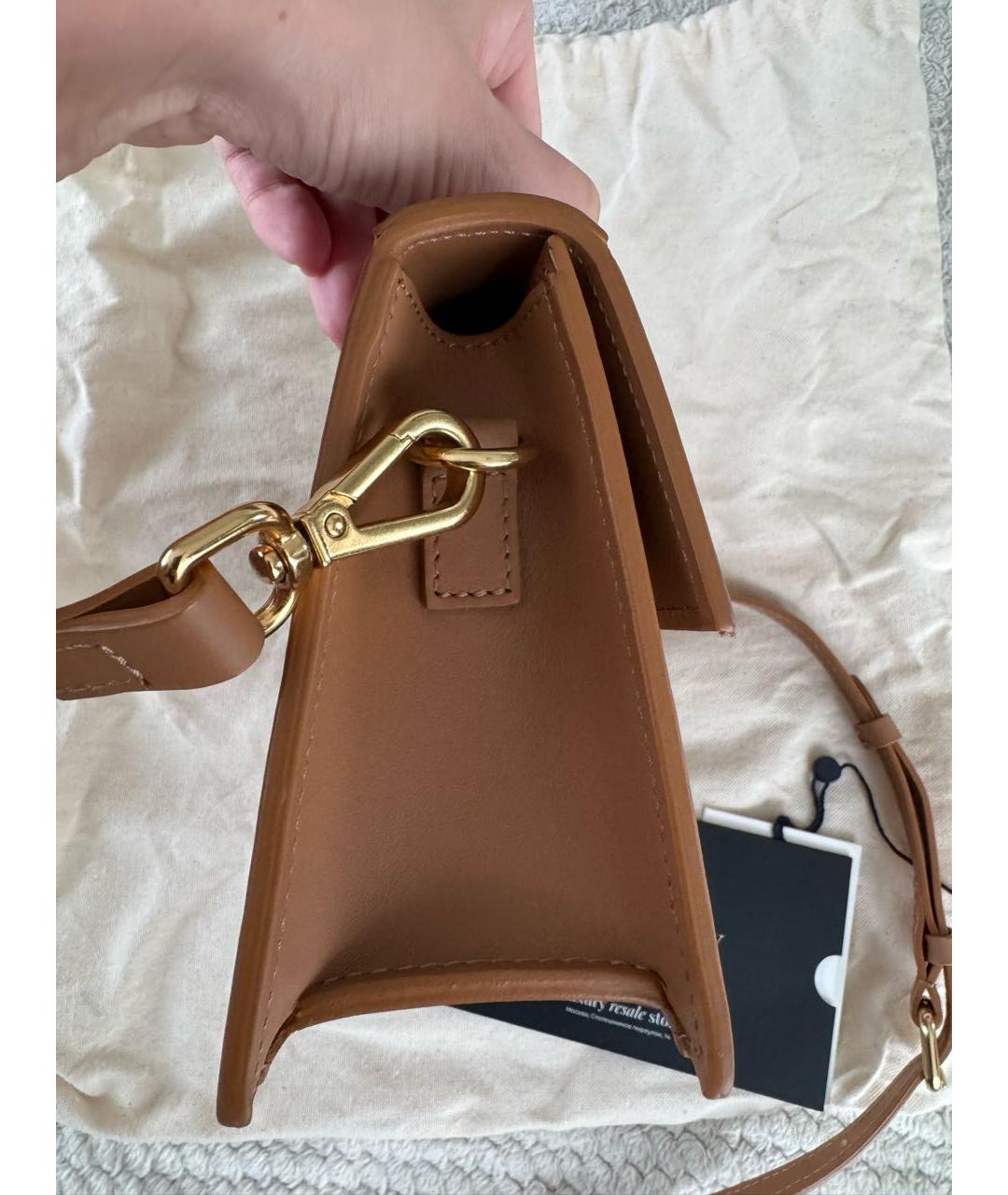 JACQUEMUS Коричневая кожаная сумка с короткими ручками, фото 5