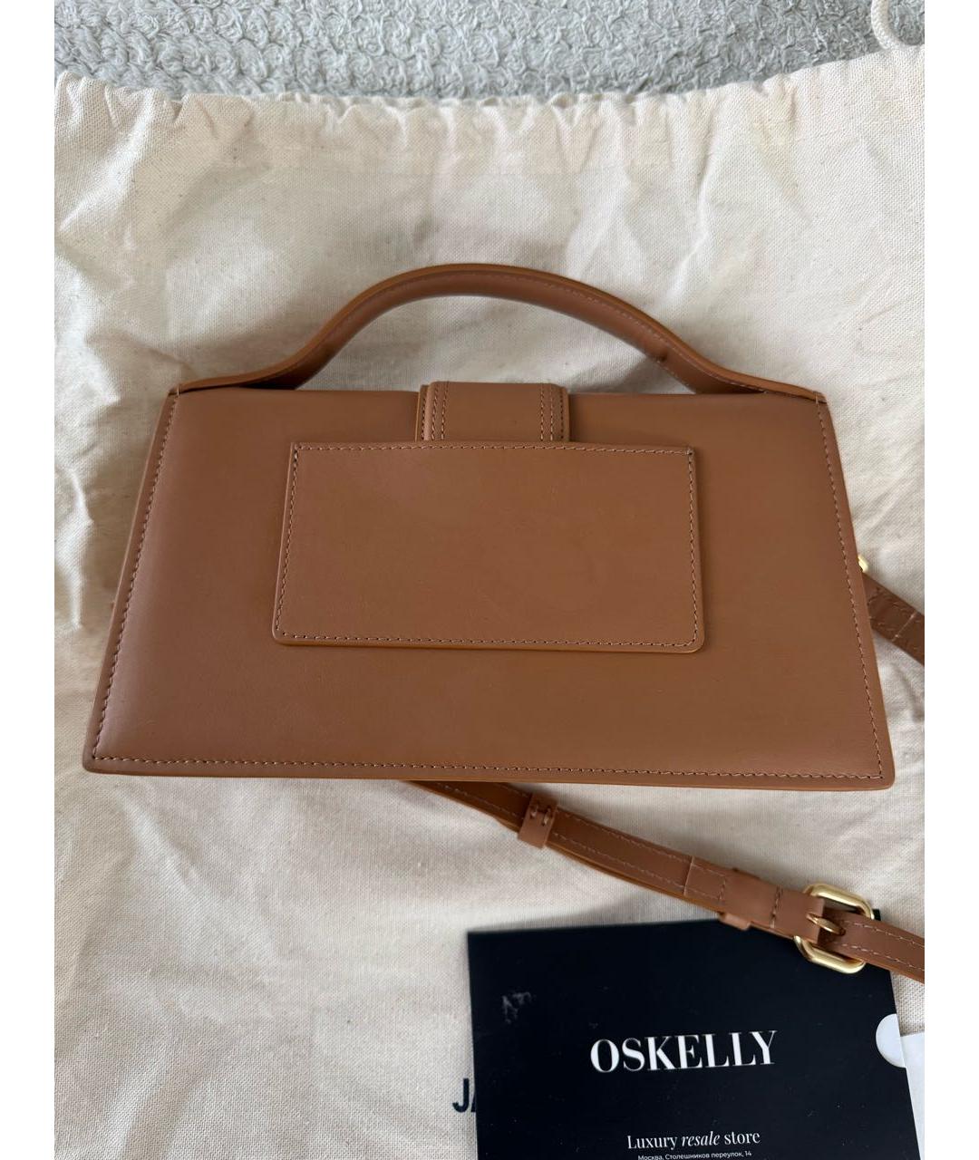 JACQUEMUS Коричневая кожаная сумка с короткими ручками, фото 3