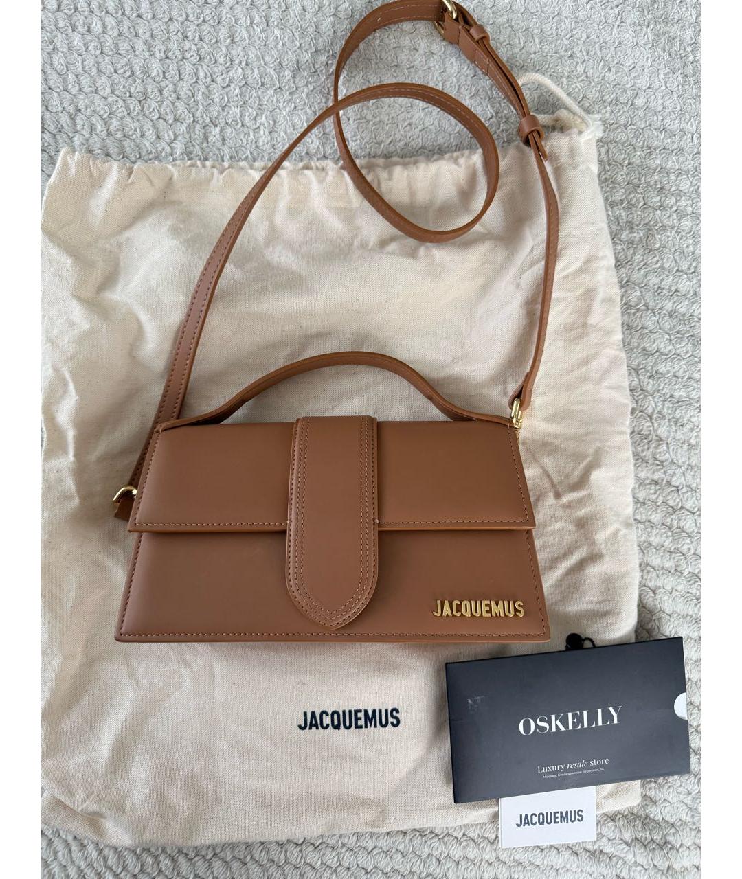 JACQUEMUS Коричневая кожаная сумка с короткими ручками, фото 7