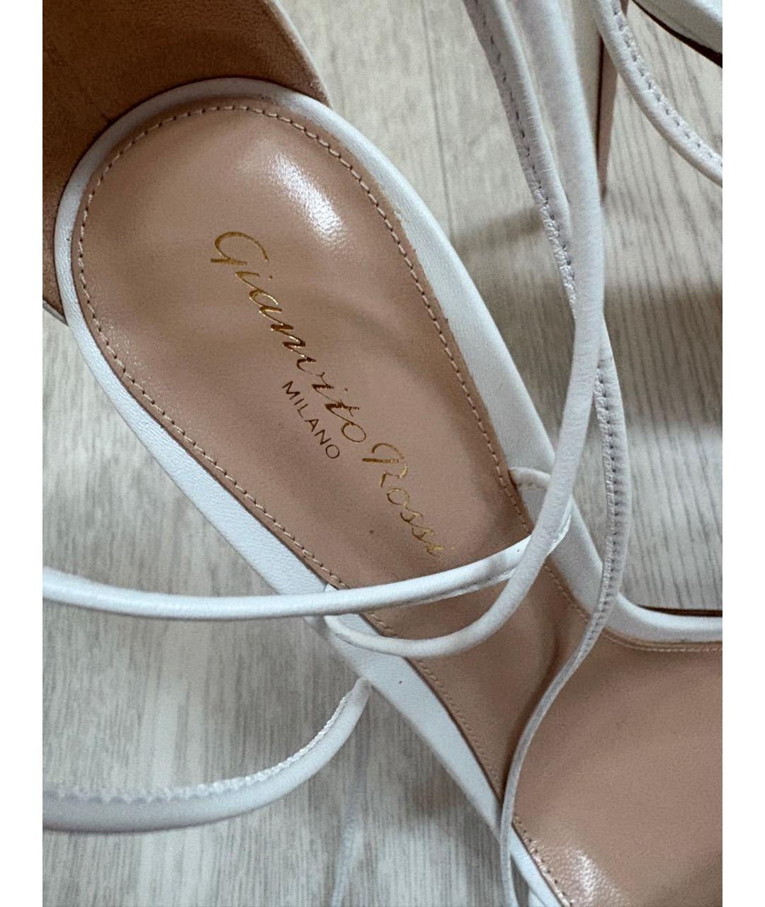 GIANVITO ROSSI Белые кожаные босоножки, фото 8