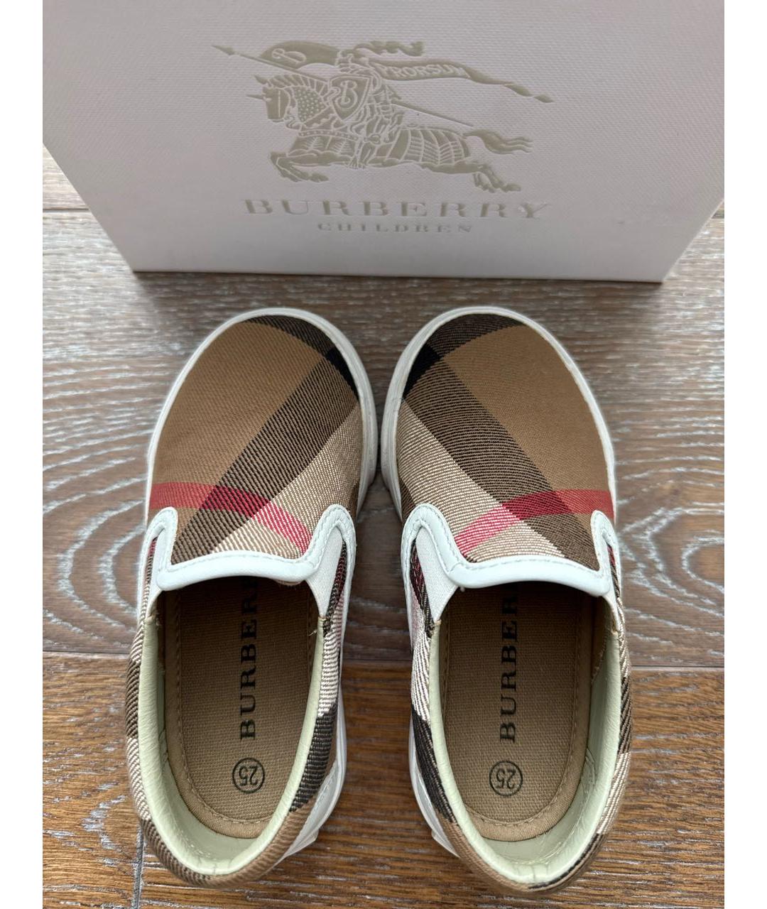 BURBERRY KIDS Коричневые текстильные лоферы/мокасины, фото 3