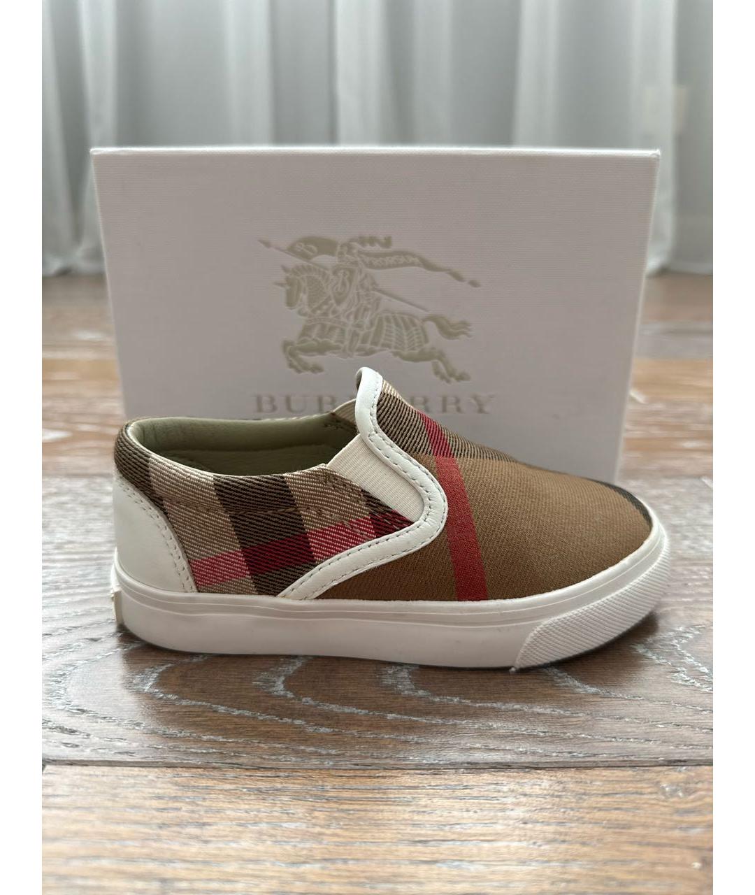 BURBERRY KIDS Коричневые текстильные лоферы/мокасины, фото 9