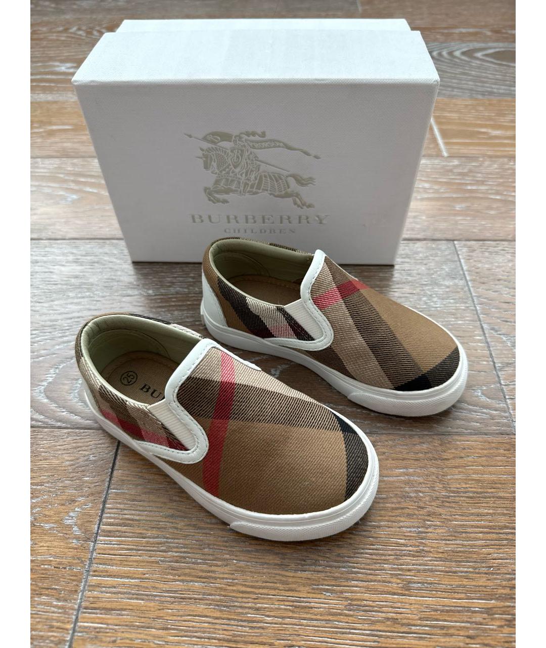 BURBERRY KIDS Коричневые текстильные лоферы/мокасины, фото 5