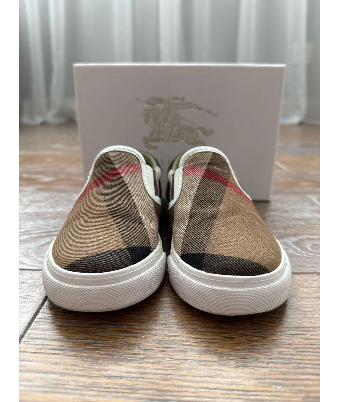 BURBERRY KIDS Коричневые текстильные лоферы/мокасины, фото 6