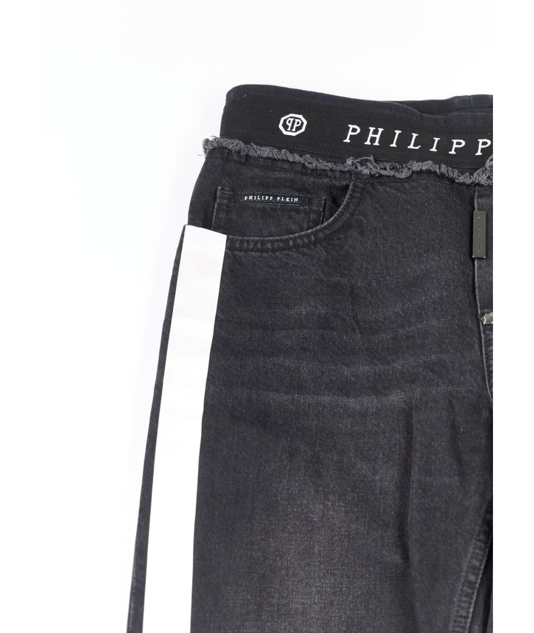PHILIPP PLEIN Черные хлопковые прямые джинсы, фото 4