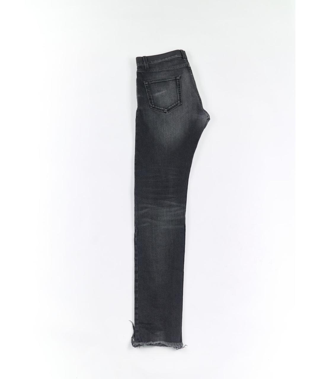 SAINT LAURENT Серые хлопко-эластановые прямые джинсы, фото 2