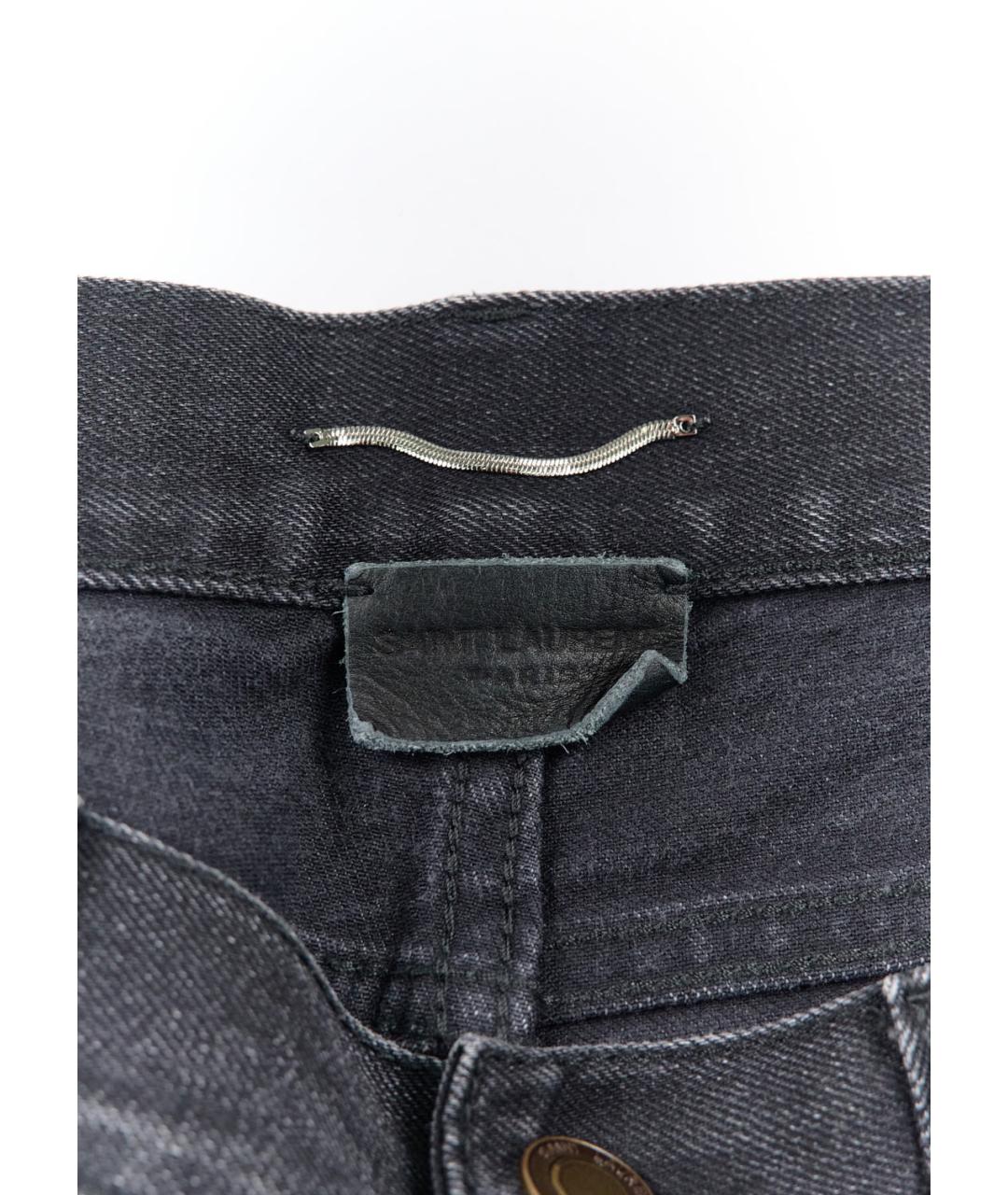 SAINT LAURENT Серые хлопко-эластановые прямые джинсы, фото 3