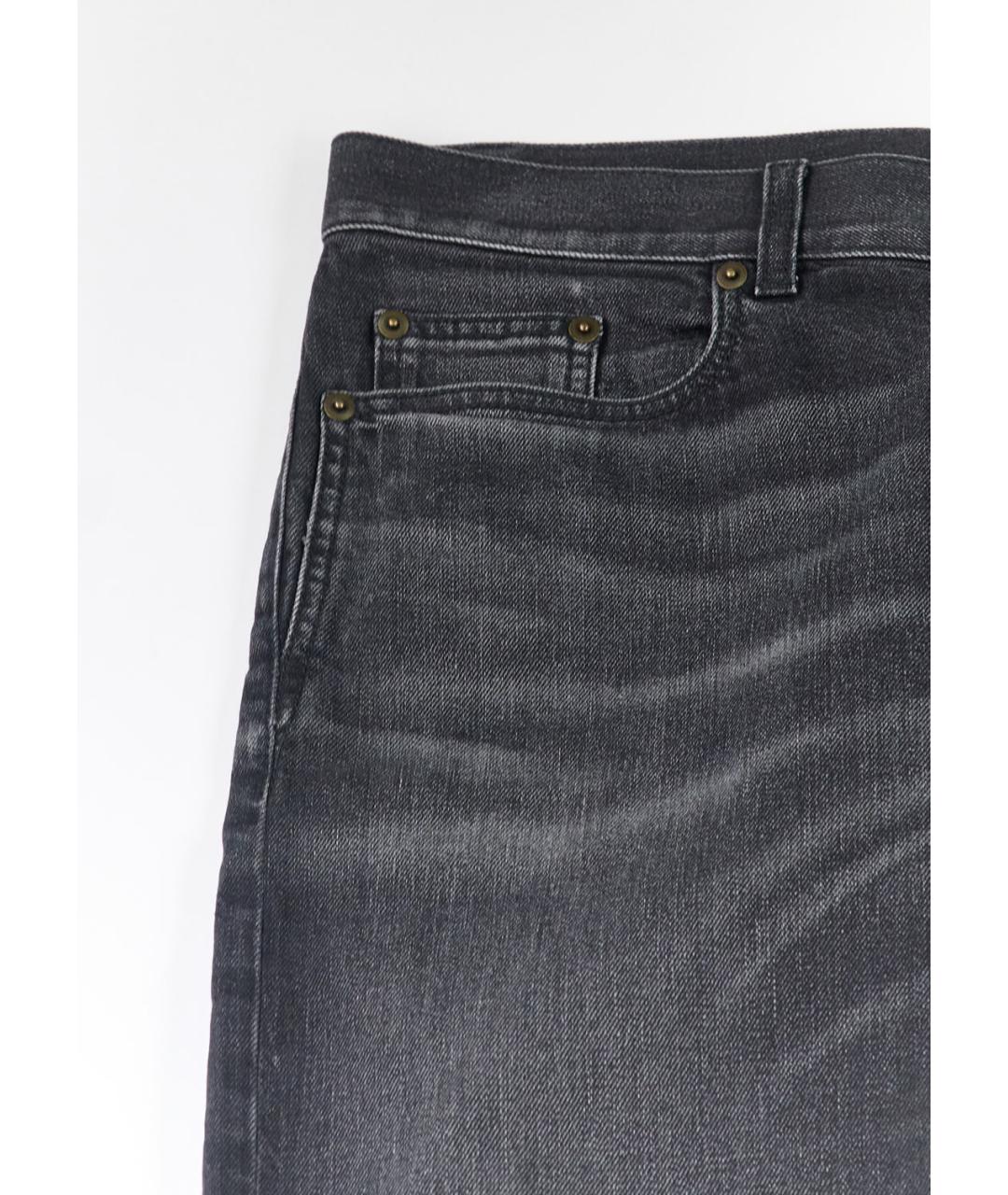 SAINT LAURENT Серые хлопко-эластановые прямые джинсы, фото 4