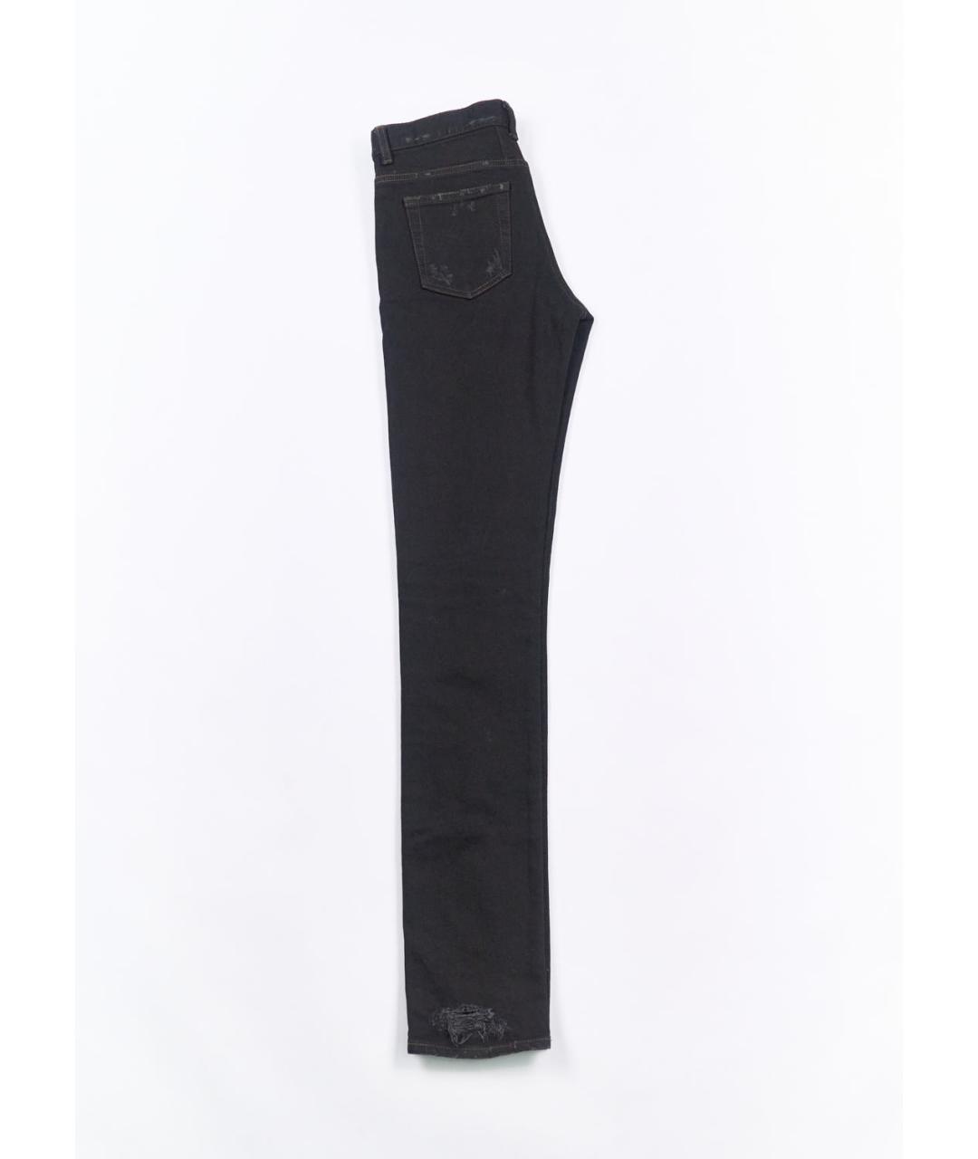SAINT LAURENT Черные хлопко-эластановые прямые джинсы, фото 2